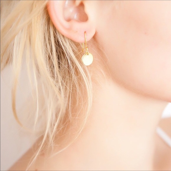 925 Sterling Silver DISK dangle drop EARRINGS - Picture 3 of 5